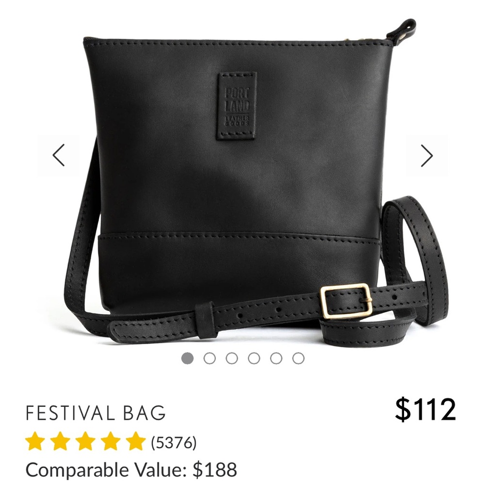 Portland Leather Festival Crossbody Bag - Black